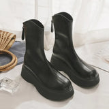 Boots Women Autumn / Winter 2024 New Thick Bottom Black Fashion Martin Boots Women Show Thin Soft Leather Women