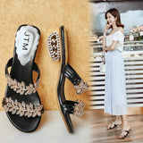Breakj Water Drill Slippers Women 2025 Summer New Fashion Water Drill Side With Toe Cool