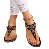Breakj Women's Summer New Women's Shoes Summer Bohemian Flat-Soled Sandals Women's Beaded Beach