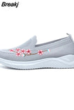 Women Sneakers Mesh Breathable Floral Comfortable Mother Shoes Soft Lightweight Solid Color Fashion Female Footwear