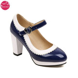 10 Colors Large Size Women Strap Pumps Patent Leather Platform Spike High Heels Round Toe Party Wedding Shoes Bridal