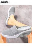 Women Walking Shoes Air Cushion Slip-On Orthopedic Diabetic Ladies Platform Mules Mesh Lightweight Slipper Wedge Female