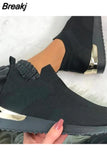 Shoes 2023 Breathable Mesh Platform Sneakers Solid Color Socks Shoes Tennis Casaual Sports Shoes Slip-On Zapatos