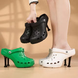 Summer Women Sandals Hole Hole Slippers Sexy Heel Slippers Sandal Shoes Woman Thin High Heels Sandal Lady Pump Heels