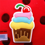 Red Bear PVC Shoe Charms Accessories Ice Cream Chocolate Donut Racing Shoe Buckle Decorations fit Kids X-mas Party Gifts