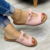 2022 New Summer New Women Leisure Fashion Bow Flat Sandals Sandals Comfortable Soft Bottom Women's Breathable Beach