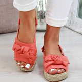 Sandals Bow Low Heels Sandals Hemp Rope Summer Shoes Women Outdoor Slippers Flats Sandals Bohemia Platform Sandalias