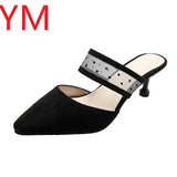 2020 Summer Women Pumps Wedding Shoes Flock Bridal Pointed Toe Woman High Heels shoes Dress Shoe Sandalias Mujer Heel