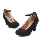 Spike Heel Ladies Pumps Lychee Grain Leather Round Toe Colorful Party Handmade Ankle Strap Shoes Women Elegant Fashion Plus