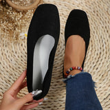 Breakj Size Fly Woven Single Shoes Female Spring Autumn New Square Head Low Heel Lazy Casual Mother