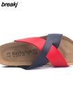2023 Summer Cross Cork Slipper New Fashion Women Casual Beach Slip on Outside Non-slip Slides