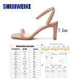 Sandals Shoes Woman Square High Heels Sexy Ankle Strap Sandal Office Ladies Career Casual Party Women Wedding