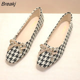 Spring Shoes Women Flats Elegant Houndstooth Pointed toe Fashion Flats for Women Single Shoes Big Size 42