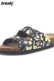 2023 New Summer Women Beach Cork Slippers Casual Double Buckle Clogs Slides Non-slip Outside