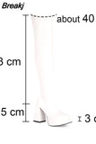Autumn Women Mid Calf Boots Platform Block High Heels Slim Fit Zip Sexy Party Luxury Long Boots Big Size Shoes