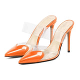 Women Sandals Mixed Colors Transparency Thin Heel Party Femme Shoes Spring Summer Pointed Toe Prom Pumps Designer Shoes