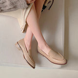 Size 34-39 Women Flats Shoes Real Leather 2023 Spring Thick Heels Shoes Woman Casual Loafers Office Lady Daily