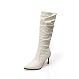 Pleated High Boots Women Autumn Tide Low Heel Heap Boots High Heel But Knee Fashion Knight Boots