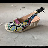 Breakj Summer New Hemp Rope Heel Sandals Women High Heel Head Bow Snake-Snake Sandals Large