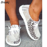 Summer Women Vulcanized Shoes Canvas Slip on Loafers Female Flat Shoes Fashion Ladies Walking Shoe Leopard Casual