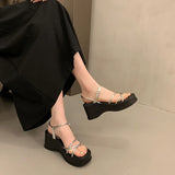 Summer Women's Shoes New Fashion Thick Sole Open Toe Sexy Round Head Buckle Casual Style High Heel Women's