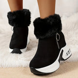 Women Warm Sneaker 2024 Female Casual Push Lined Side Zipper Short Boots Ankle Snow Boots for Ladies Platform Wedge