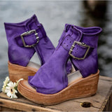 Wedges Sandals Female Buckle Strap Solid Thick Bottom Shoes Platform Hollow Out Casual Fashion Ladies Shoe 2021 Plus