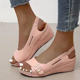 Sandalias Mujer 2021 Female Wedge Heels Shoes Women Summer Comfortable Sandals Slip-on Flat Sandals Platform