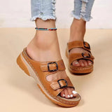 Style Buckle Wedges Slippers for Women Summer 2023 Open Toe Platform Sandals Woman Beach Non Slip Female Flip Flops