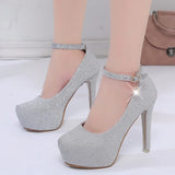 Fashion Wedding Shoes Women High Heels Bride Shoes Platform Fashion Pumps Super High Heel 12cm Black