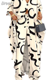 Fashion Streetwear Women V Neck Long Tops+Pants Two Piece Sets Female Printing Matching 2pcs Outfits Casual