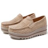Breakj And Summer New Women's Shoes Korean Version Of Thick-Sed Loose Cake Shoes Leather Casual Shoes Large-Size Heel Bean