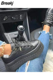 Women Casual Lace-up Sports Shoes SolidColor Platform Designer Ladies Running Pu Leather Outdoor Female Leisure Sneakers