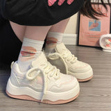 Breakj Little White Shoes Women's 2025 New Students Colling Colored Casual Women's Shoes Fashion Thick-Soled Sports Board