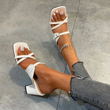 Summer New High-heeled Sandal Square Toe Chunky Heels Fashion Party Ladies' Plus-size Shoes with Lace Green