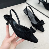 Breakj Summer New Pointed High-Heeled Shoes Women's Pointed Bow Red Single Shoes Comfortable Not Tired Thin Heel Women's