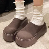 Breakj Head Women's Shoes 2025 New Plus Velvet Thick-Bottomed Slippers Outside Bokensong Cake Cotton