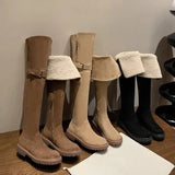 Breakj Of The Velvet Face Lamb Hair Flat Bottom Knight Boots 2025 Autumn And Winter New Thicken Snow Over The Knee Boots