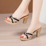 Breakj Wearing Cold Slippers Women One Foot Pedal Fish Mouth Exposed Toe And Sandals Beach Height Height And Slippers