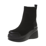 Women's Boots 2023 Autumn Winter Botines Chelsea Short Platform Shoes Chunky Elegant Ankle Black Free Shipping and Low