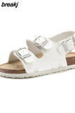 Summer Kids Beach Print Cork Sandals for Girls Boys Children Outdoor Casual Non-slip Flat with Cute Slide