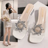 Breakj And Cool Drag 2025 Summer New Large-Size Cool Slippers Women's Water Drill Transparent Korean Version Of Fashion Slope And Cold