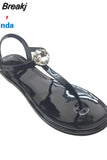 Flat Bottom Women Sandals Fashion Rhinestone Clip Toe Girl Footwear Large Size Flip Flops Comfortable Ladies Jelly