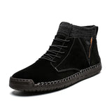 o'clock 2020 Quality Winter Men's Leather Boots Outdoor Comfortable Elastic Sock Male Shoes Casual High-Top Lace-up