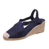 Sandal Shoe Summer Heels Med Clogs Wedge Espadrilles Platform Large Size Suit Female Beige Without Girls Fashion Handmade