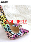 Leopard Print Women Pointed Toe Stiletto Pumps Sexy Celebrity Night Club Party High Heel Shoes Woman Large Size