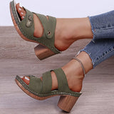 Large Size 36-43 New Fashion Women Sandals Square Heels Peep Toe Narrow Band Summer Casual Buckle Strap Sadalias