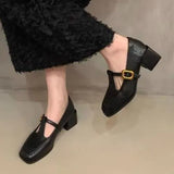 Breakj Retro T-Shaped Mary Jane Shoes Women's 2025 Autumn And Winter New Temperament Women's Shoes Coarse Heel Commuting Coarse