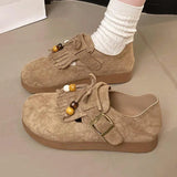 Breakj Autumn New Beaded Boken Shoes Simple Soft-Soled Flat Shoes French Retro High-Temper Casual