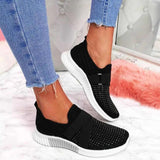 Casual Sneakers New Bling Rhinestone Ladies Shoes Slip On Comfortable Sole Running Walking Shoes Female Flat Mesh
